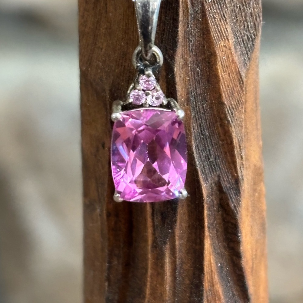 925 STS pink sapphire necklace